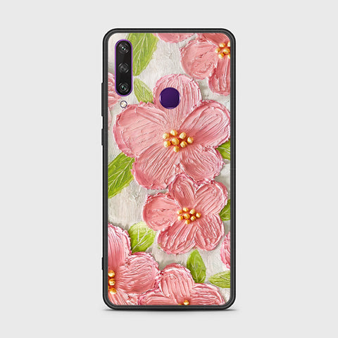 Huawei Y6p Cover - Floral Series - Design 9 - Pink & Green - HQ Ultra Shine Premium Infinity Glass Soft Silicon Borders Case