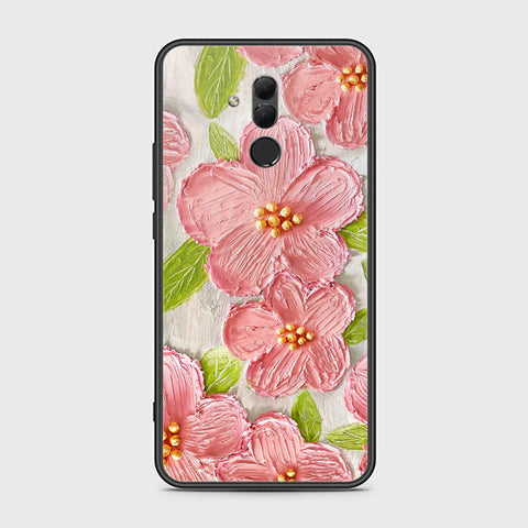 Huawei Mate 20 Lite Cover - Floral Series - Design 9 - Pink & Green - HQ Ultra Shine Premium Infinity Glass Soft Silicon Borders Case