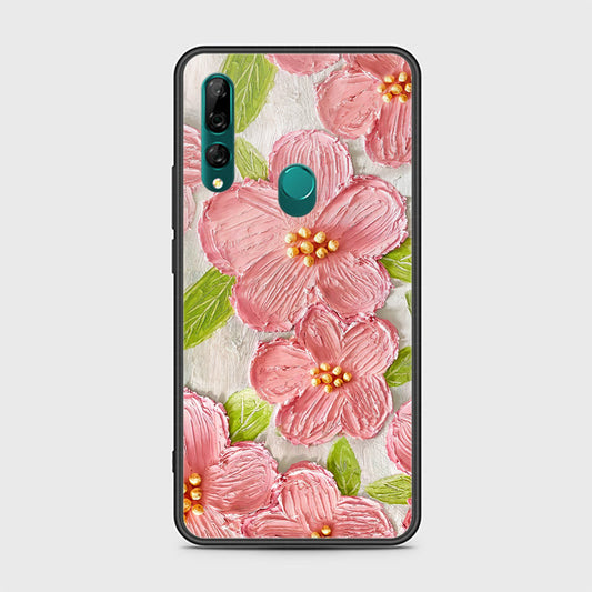 Huawei Y9 Prime 2019 Cover - Floral Series - Design 9 - Pink & Green - HQ Ultra Shine Premium Infinity Glass Soft Silicon Borders Case