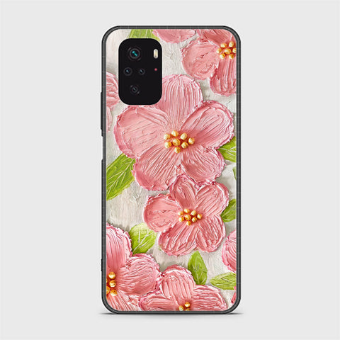 Xiaomi Redmi Note 10 4G Cover - Floral Series - Design 9 - Pink & Green - HQ Ultra Shine Premium Infinity Glass Soft Silicon Borders Case