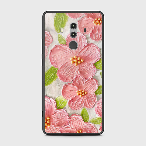 Huawei Mate 10 Pro Cover - Floral Series - Design 9 - Pink & Green - HQ Ultra Shine Premium Infinity Glass Soft Silicon Borders Case