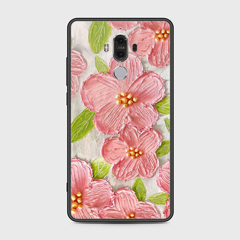 Huawei Mate 9 Cover - Floral Series - Design 9 - Pink & Green - HQ Ultra Shine Premium Infinity Glass Soft Silicon Borders Case