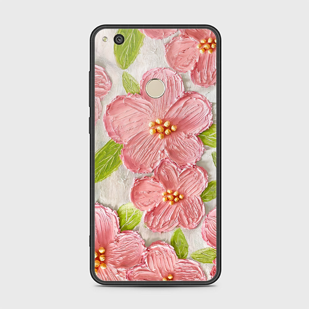 P8 Lite 2017 Cover - Floral Series - Design 9 - Pink & Green - HQ Ultra Shine Premium Infinity Glass Soft Silicon Borders Case