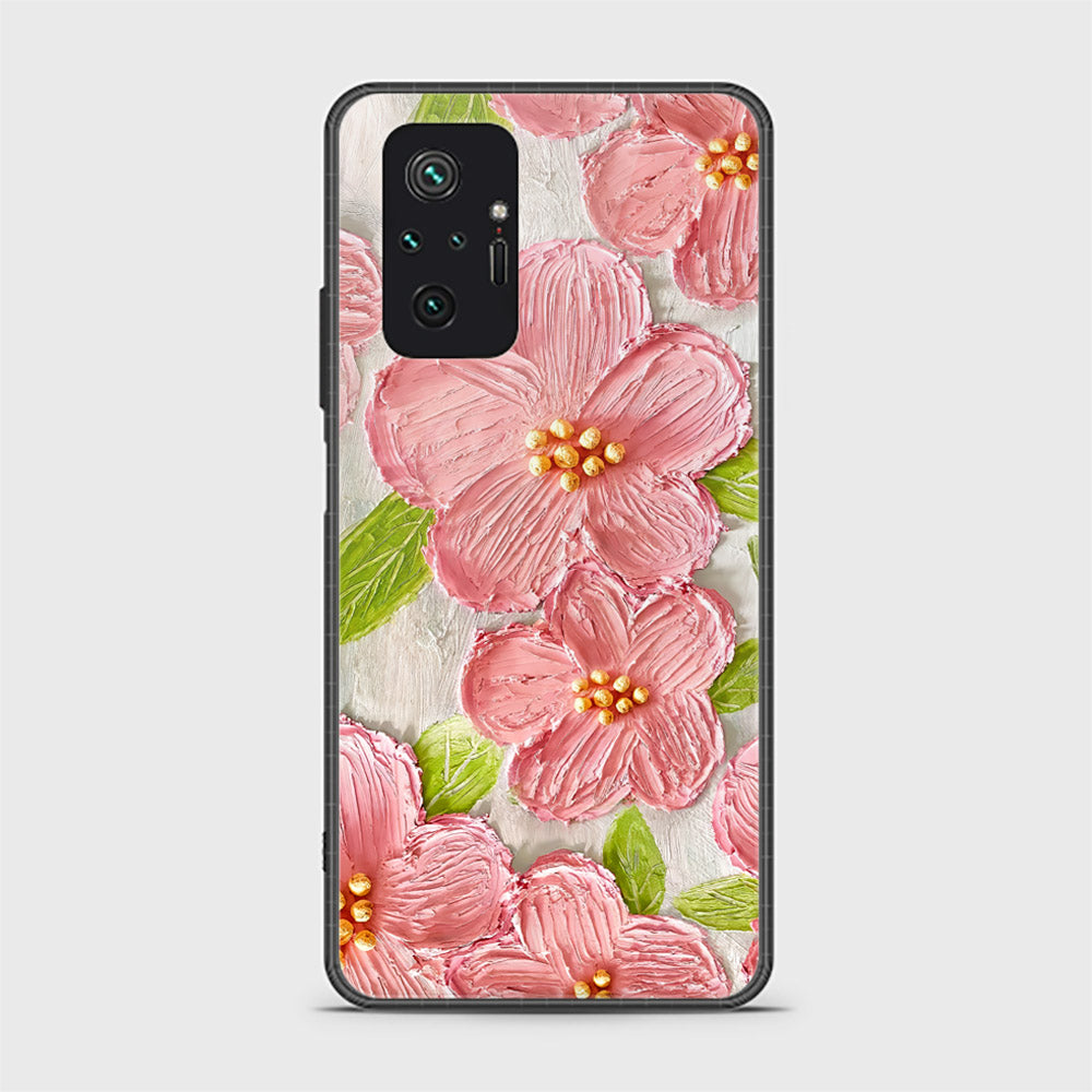 Xiaomi Redmi Note 10 Pro 4G Cover - Floral Series - Design 9 - Pink & Green - HQ Ultra Shine Premium Infinity Glass Soft Silicon Borders Case