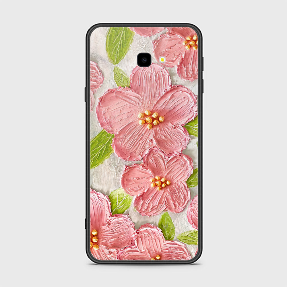 Samsung Galaxy J4 Plus Cover - Floral Series - Design 9 - Pink & Green - HQ Ultra Shine Premium Infinity Glass Soft Silicon Borders Case