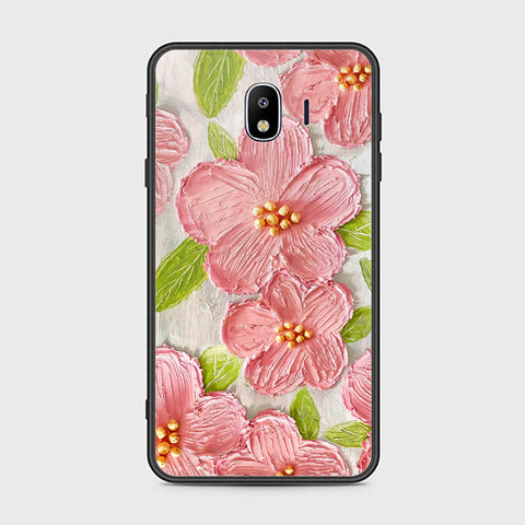 Samsung Galaxy J4 Cover - Floral Series - Design 9 - Pink & Green - HQ Ultra Shine Premium Infinity Glass Soft Silicon Borders Case