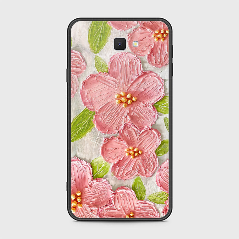 Samsung Galaxy J7 Prime Cover - Floral Series - Design 9 - Pink & Green - HQ Ultra Shine Premium Infinity Glass Soft Silicon Borders Case