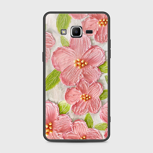 Samsung Galaxy J2 Prime Cover - Floral Series - Design 9 - Pink & Green - HQ Ultra Shine Premium Infinity Glass Soft Silicon Borders Case