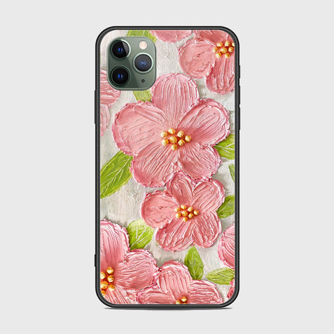 iPhone 11 Pro Max Cover - Floral Series - Design 9 - Pink & Green - HQ Ultra Shine Premium Infinity Glass Soft Silicon Borders Case