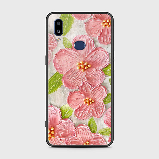 Samsung Galaxy A10s Cover - Floral Series - Design 9 - Pink & Green - HQ Ultra Shine Premium Infinity Glass Soft Silicon Borders Case