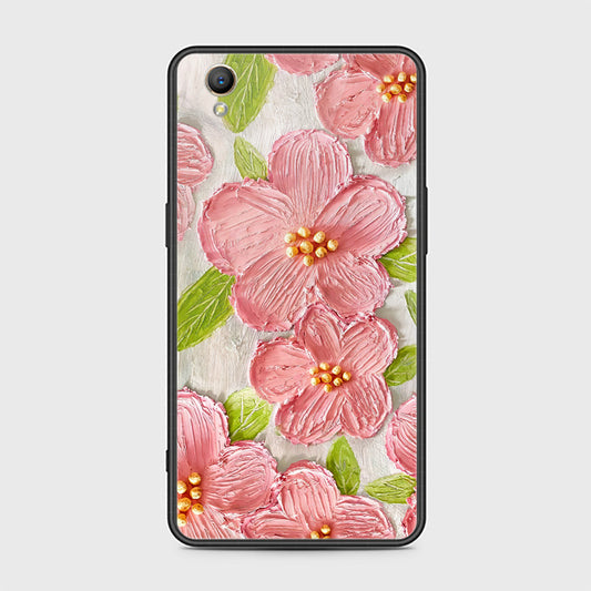 Oppo A37 Cover - Floral Series - Design 9 - Pink & Green - HQ Ultra Shine Premium Infinity Glass Soft Silicon Borders Case