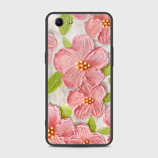 Oppo A83 Cover - Floral Series - Design 9 - Pink & Green - HQ Ultra Shine Premium Infinity Glass Soft Silicon Borders Case