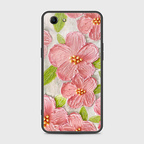 Oppo A83 Cover - Floral Series - Design 9 - Pink & Green - HQ Ultra Shine Premium Infinity Glass Soft Silicon Borders Case