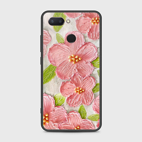 Xiaomi Mi 8 Lite Cover - Floral Series - Design 9 - Pink & Green - HQ Ultra Shine Premium Infinity Glass Soft Silicon Borders Case