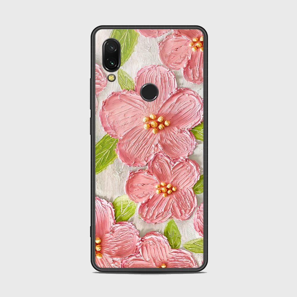 Xiaomi Redmi 7 Cover - Floral Series - Design 9 - Pink & Green - HQ Ultra Shine Premium Infinity Glass Soft Silicon Borders Case