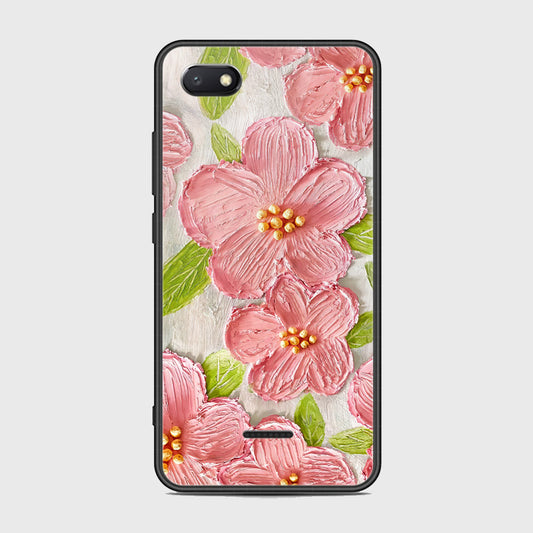 Xiaomi Redmi 6A Cover - Floral Series - Design 9 - Pink & Green - HQ Ultra Shine Premium Infinity Glass Soft Silicon Borders Case