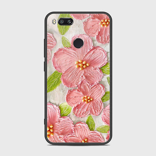 Xiaomi Redmi A1 Cover - Floral Series - Design 9 - Pink & Green - HQ Ultra Shine Premium Infinity Glass Soft Silicon Borders Case