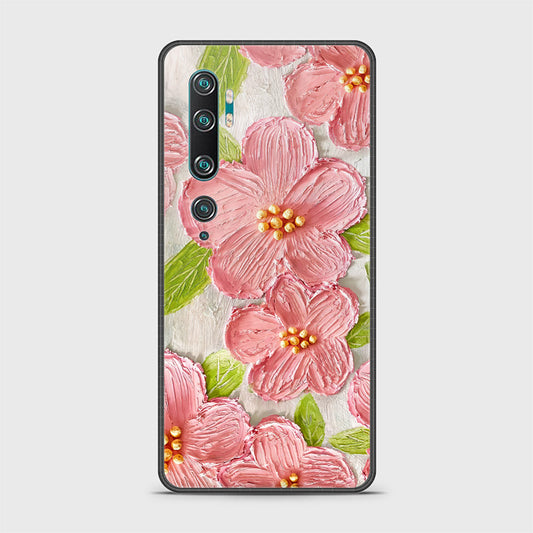 Xiaomi Mi CC9 Pro Cover - Floral Series - Design 9 - Pink & Green - HQ Ultra Shine Premium Infinity Glass Soft Silicon Borders Case