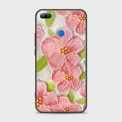 Huawei Honor 9 Lite Cover - Floral Series - Design 9 - Pink & Green - HQ Ultra Shine Premium Infinity Glass Soft Silicon Borders Case