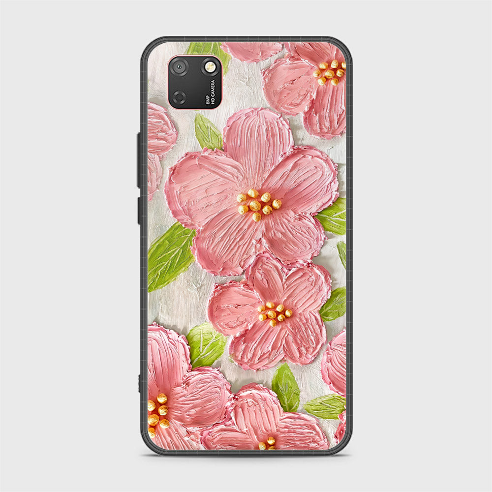 Huawei Y5p Cover - Floral Series - Design 9 - Pink & Green - HQ Ultra Shine Premium Infinity Glass Soft Silicon Borders Case