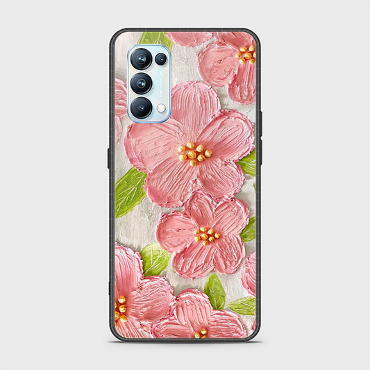 Oppo Reno 5 Pro 5G Cover - Floral Series - Design 9 - Pink & Green - HQ Ultra Shine Premium Infinity Glass Soft Silicon Borders Case