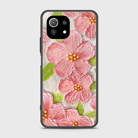 Xiaomi Mi 11 Lite 5G Cover - Floral Series - Design 9 - Pink & Green - HQ Ultra Shine Premium Infinity Glass Soft Silicon Borders Case