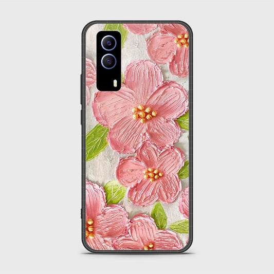 Vivo Y31 Cover - Floral Series - Design 9 - Pink & Green - HQ Ultra Shine Premium Infinity Glass Soft Silicon Borders Case