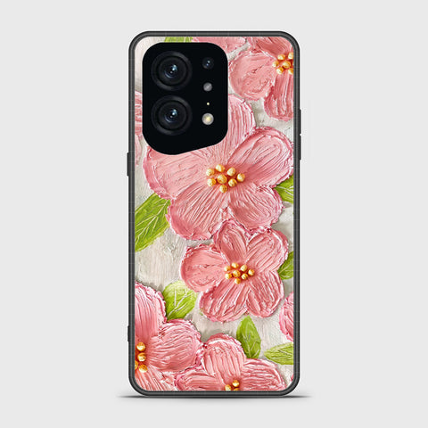 Oppo Find X5 Pro Cover - Floral Series - Design 9 - Pink & Green - HQ Ultra Shine Premium Infinity Glass Soft Silicon Borders Case