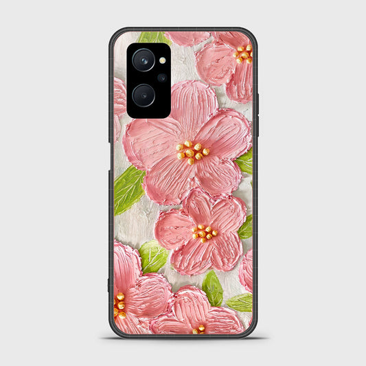 Realme 9i Cover - Floral Series - Design 9 - Pink & Green - HQ Ultra Shine Premium Infinity Glass Soft Silicon Borders Case