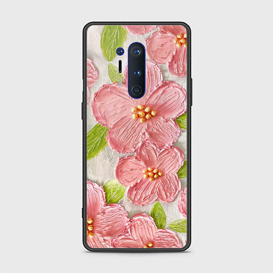 OnePlus 8 Pro Cover - Floral Series - Design 9 - Pink & Green - HQ Ultra Shine Premium Infinity Glass Soft Silicon Borders Case