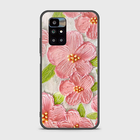 Xiaomi Redmi 10 Cover - Floral Series - Design 9 - Pink & Green - HQ Ultra Shine Premium Infinity Glass Soft Silicon Borders Case