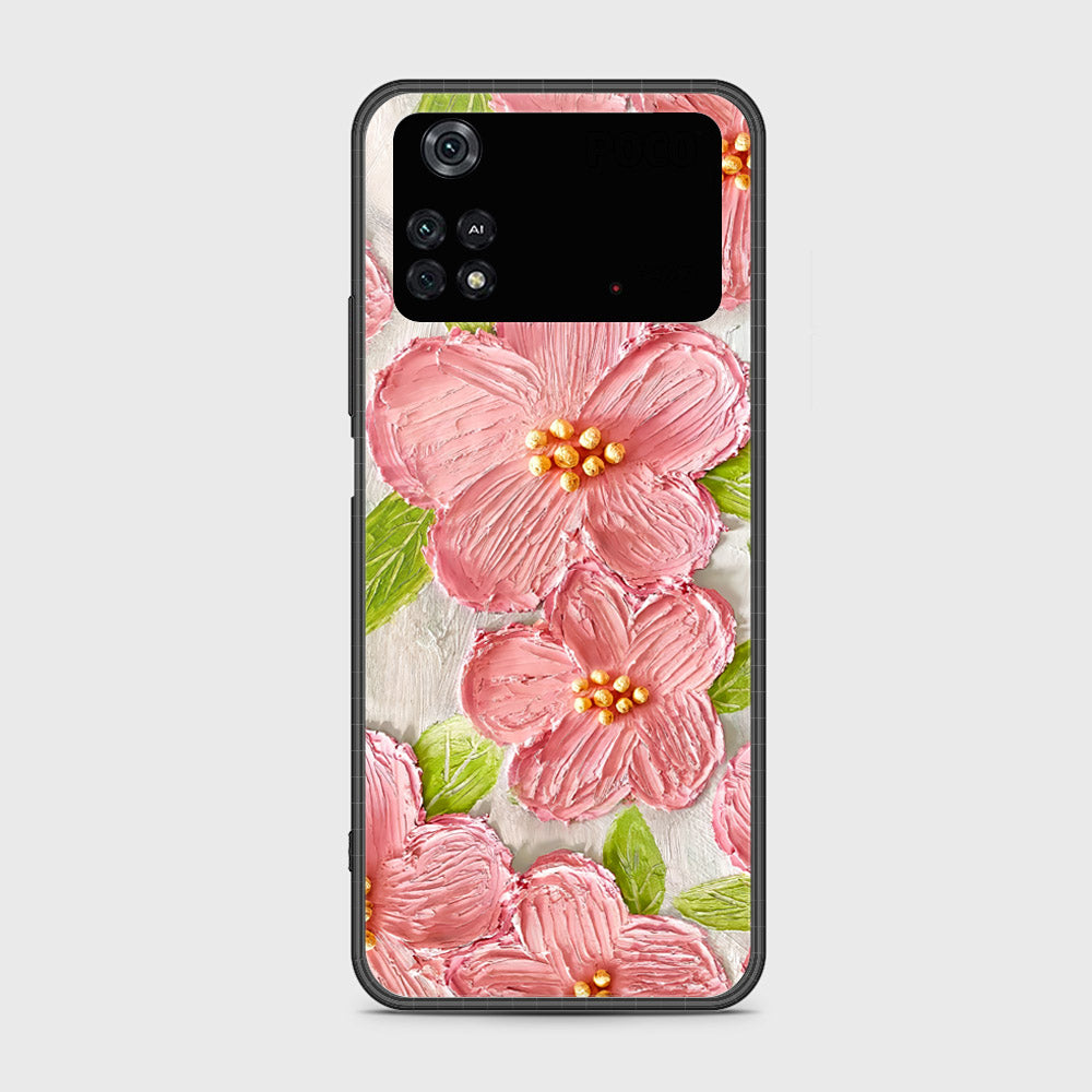 Xiaomi Poco M4 Pro Cover - Floral Series - Design 9 - Pink & Green - HQ Ultra Shine Premium Infinity Glass Soft Silicon Borders Case