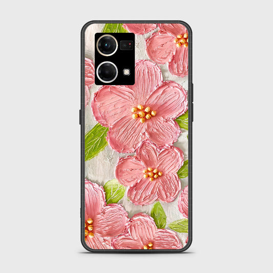 Oppo F21 Pro 4G Cover - Floral Series - Design 9 - Pink & Green - HQ Ultra Shine Premium Infinity Glass Soft Silicon Borders Case