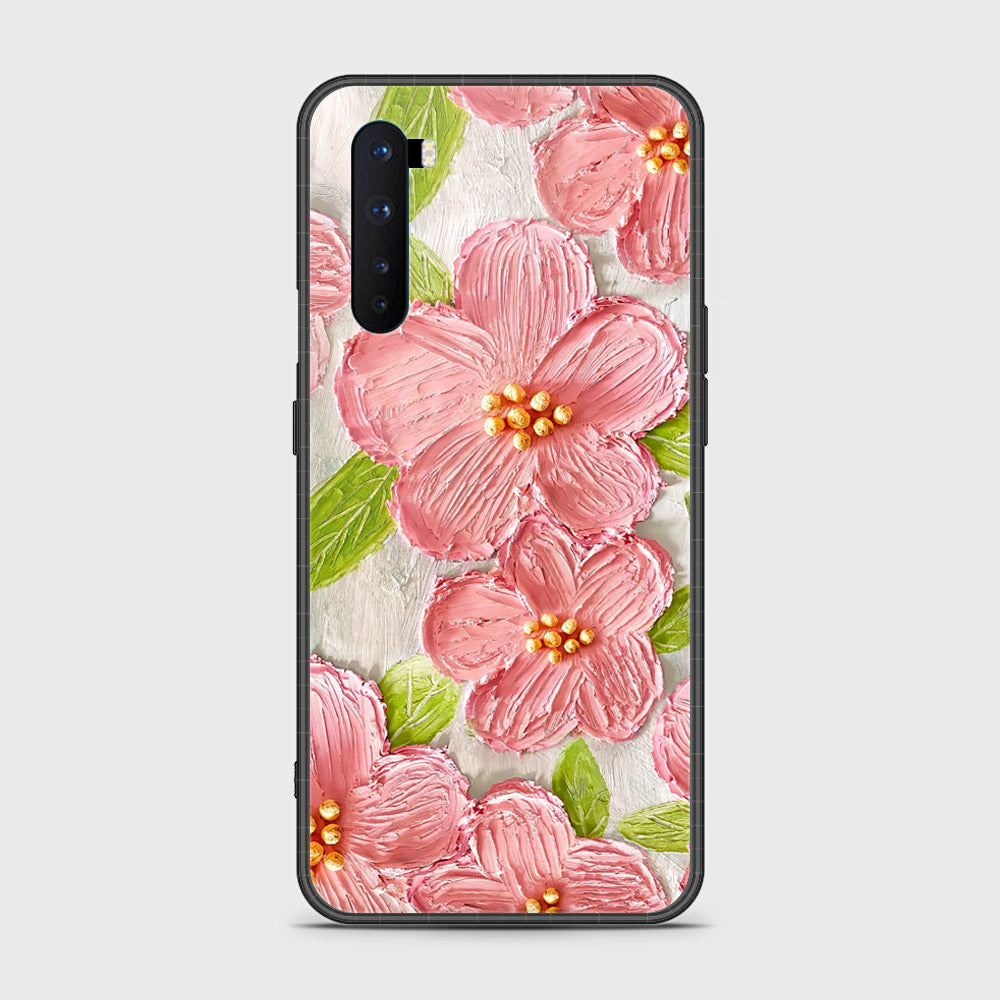 OnePlus Nord Cover - Floral Series - Design 9 - Pink & Green - HQ Ultra Shine Premium Infinity Glass Soft Silicon Borders Case