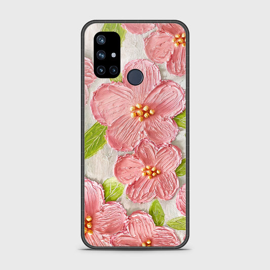 OnePlus Nord N10 5G Cover - Floral Series - Design 9 - Pink & Green - HQ Ultra Shine Premium Infinity Glass Soft Silicon Borders Case