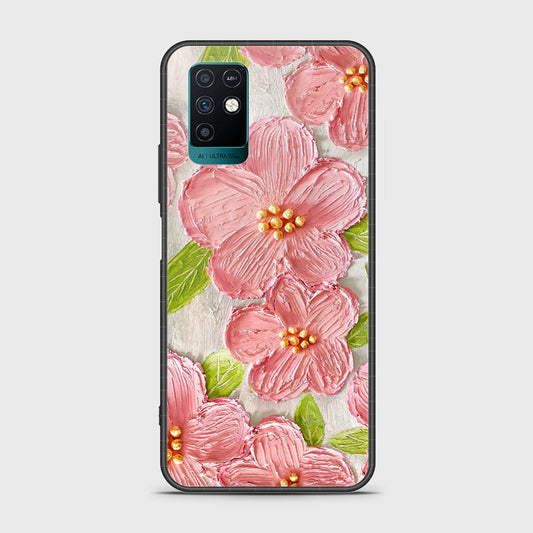 Infinix Note 10 Cover - Floral Series - Design 9 - Pink & Green - HQ Ultra Shine Premium Infinity Glass Soft Silicon Borders Case