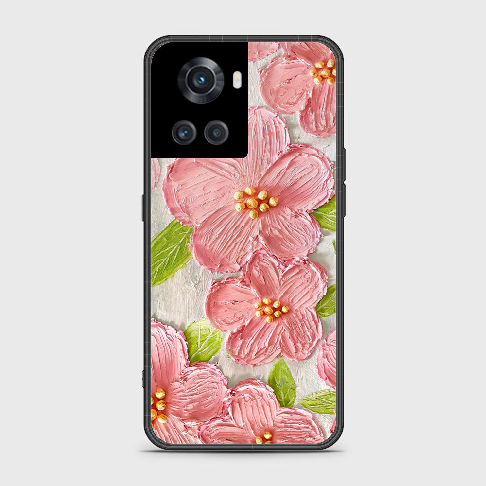 OnePlus 10 Cover - Floral Series - Design 9 - Pink & Green - HQ Ultra Shine Premium Infinity Glass Soft Silicon Borders Case