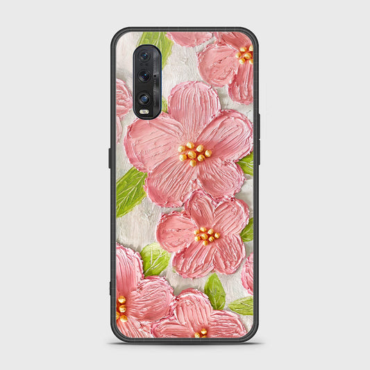 Oppo Find X2 Cover - Floral Series - Design 9 - Pink & Green - HQ Ultra Shine Premium Infinity Glass Soft Silicon Borders Case