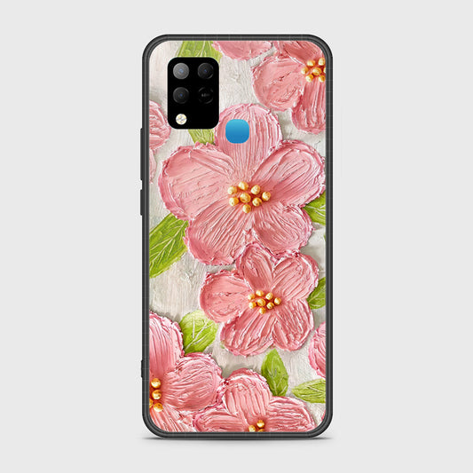 Infinix Hot 10s Cover - Floral Series - Design 9 - Pink & Green - HQ Ultra Shine Premium Infinity Glass Soft Silicon Borders Case