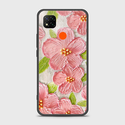 Xiaomi Redmi 9C Cover - Floral Series - Design 9 - Pink & Green - HQ Ultra Shine Premium Infinity Glass Soft Silicon Borders Case