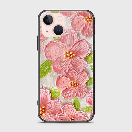 iPhone 14 Plus Cover - Floral Series - Design 9 - Pink & Green - HQ Ultra Shine Premium Infinity Glass Soft Silicon Borders Case