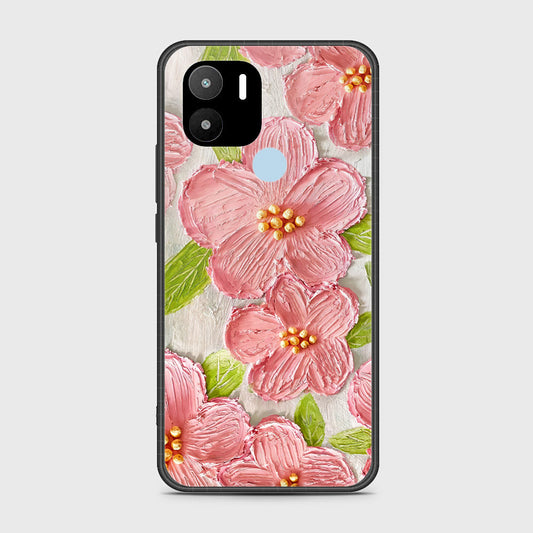 Xiaomi Redmi A1 Plus Cover - Floral Series - Design 9 - Pink & Green - HQ Ultra Shine Premium Infinity Glass Soft Silicon Borders Case