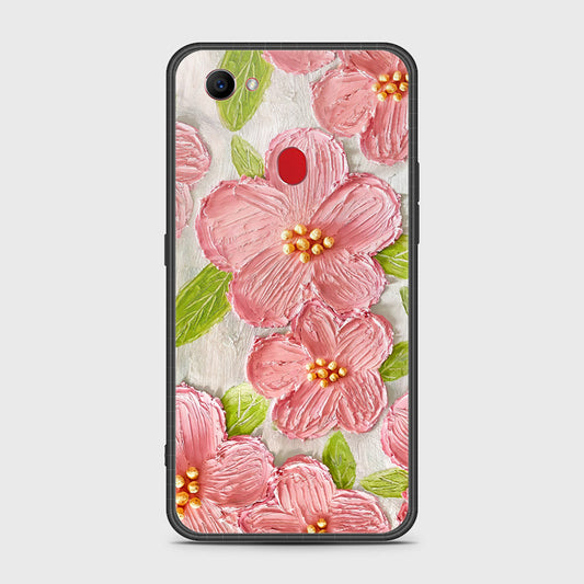 Oppo F7 Cover - Floral Series - Design 9 - Pink & Green - HQ Ultra Shine Premium Infinity Glass Soft Silicon Borders Case