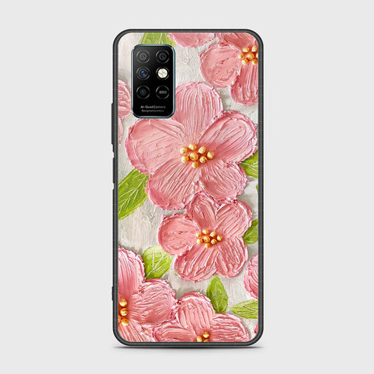 Infinix Note 8i Cover - Floral Series - Design 9 - Pink & Green - HQ Ultra Shine Premium Infinity Glass Soft Silicon Borders Case