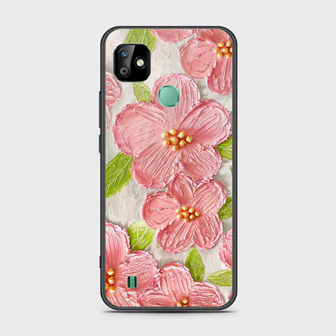 Infinix Smart HD 2021 Cover - Floral Series - Design 9 - Pink & Green - HQ Ultra Shine Premium Infinity Glass Soft Silicon Borders Case