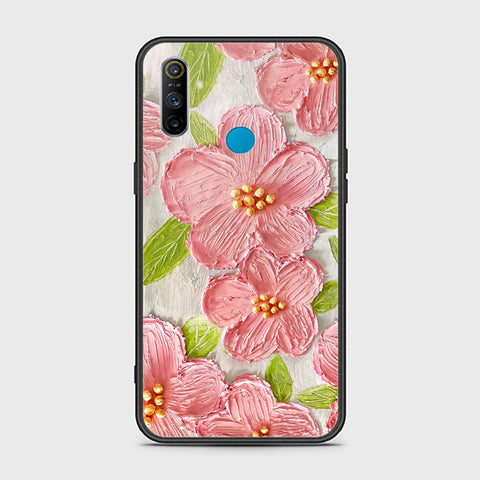 Realme 6i Cover - Floral Series - Design 9 - Pink & Green - HQ Ultra Shine Premium Infinity Glass Soft Silicon Borders Case