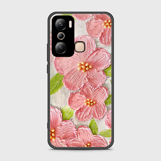 Infinix Hot 20i Cover - Floral Series - Design 9 - Pink & Green - HQ Ultra Shine Premium Infinity Glass Soft Silicon Borders Case