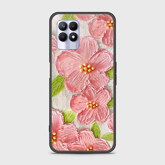 Realme 8i Cover - Floral Series - Design 9 - Pink & Green - HQ Ultra Shine Premium Infinity Glass Soft Silicon Borders Case