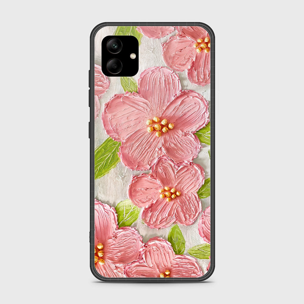 Samsung Galaxy M04 4G Cover - Floral Series - Design 9 - Pink & Green - HQ Ultra Shine Premium Infinity Glass Soft Silicon Borders Case