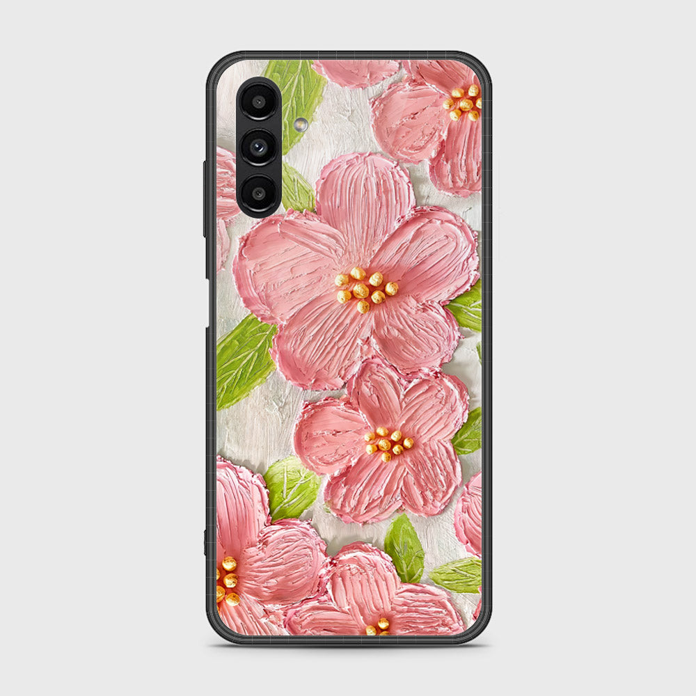 Samsung Galaxy A04s Cover - Floral Series - Design 9 - Pink & Green - HQ Ultra Shine Premium Infinity Glass Soft Silicon Borders Case